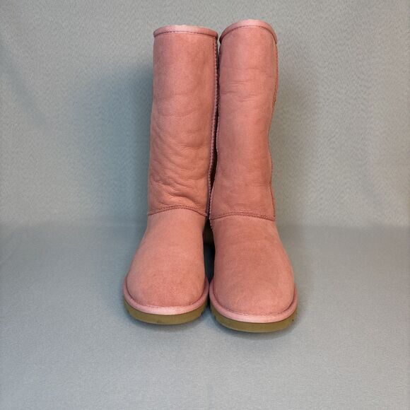 Womens UGG Boots Classic Tall or Fold Over Pink Suede Wool Sz 6 fits 7 RARE! - Picture 9 of 16